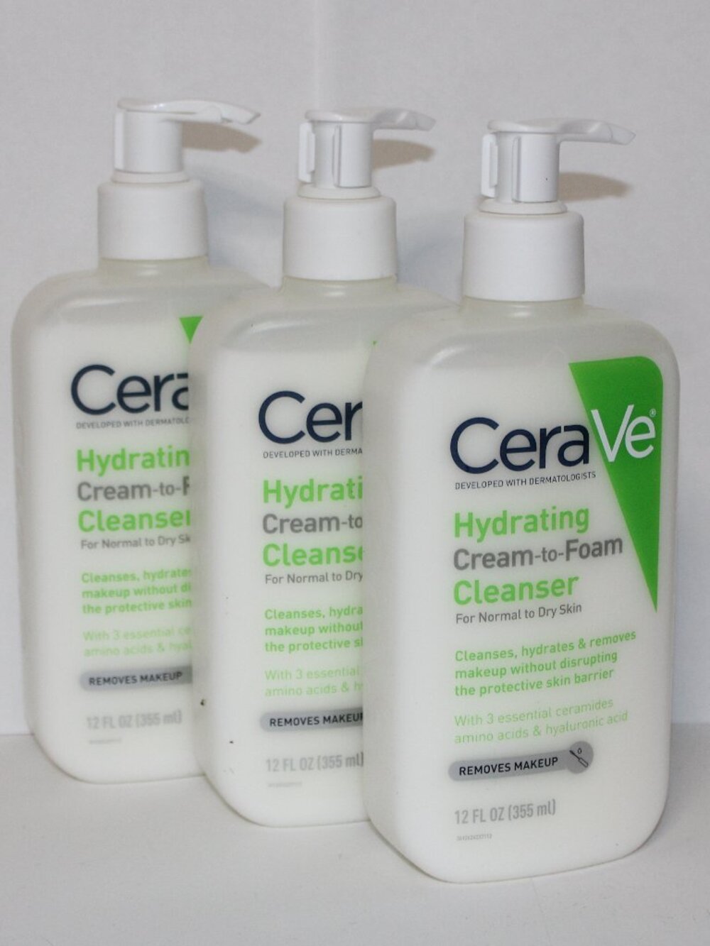 CERAVE 12oz HYDRATING cream to foam CLEANSER LOT OF 3